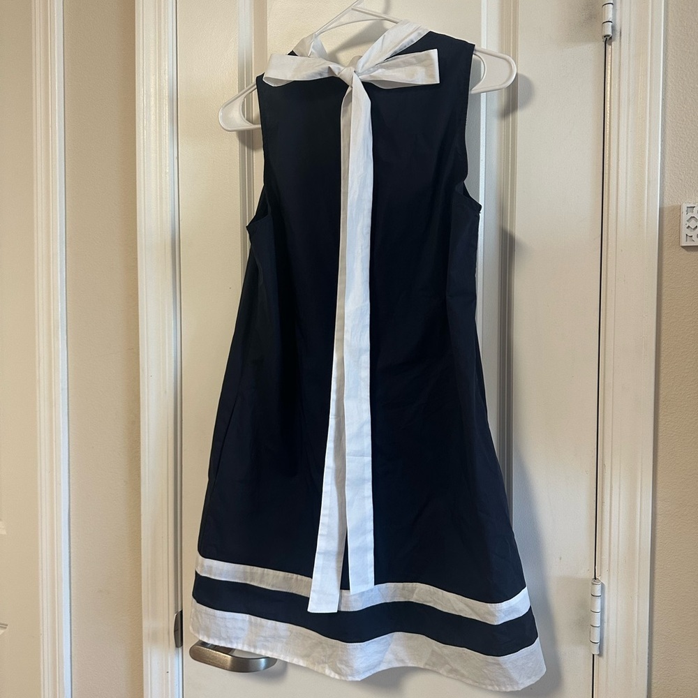 For Cynthia “hello sailor” Navy and White Bow Dress 100% cotton with pockets